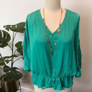 Marc New York Turquoise Green V neck top